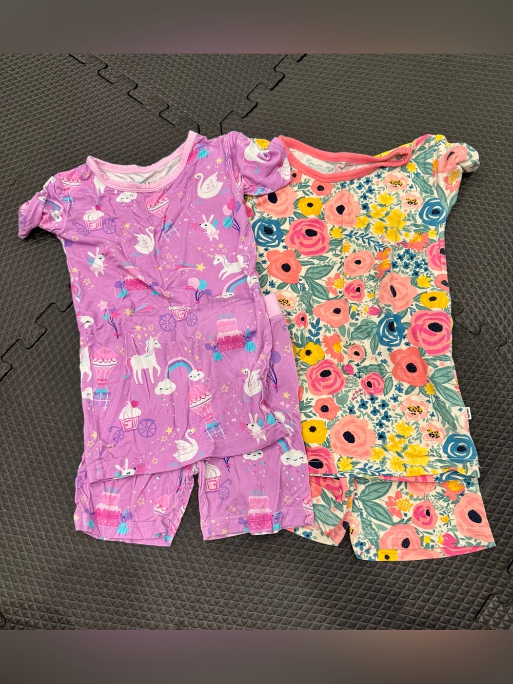 Little Sleepies Purple Unicorn & Multi Floral Short Pajama Set